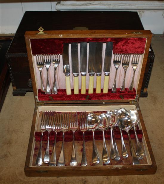 Two boxes plated cutlery